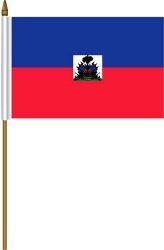 HAITI 4" X 6" INCHES MINI COUNTRY STICK FLAG BANNER ON A 10 INCHES PLASTIC POLE .. NEW AND IN A PACKAGE.