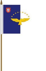 AZORES 4" X 6" INCHES MINI COUNTRY STICK FLAG BANNER ON A 10 INCHES PLASTIC POLE .. NEW AND IN A PACKAGE.