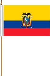 ECUADOR 4" X 6" INCHES MINI COUNTRY STICK FLAG BANNER ON A 10 INCHES PLASTIC POLE .. NEW AND IN A PACKAGE.