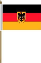 GERMANY WITH EAGLE 4" X 6" INCHES MINI COUNTRY STICK FLAG BANNER ON A 10 INCHES PLASTIC POLE .. NEW AND IN A PACKAGE.