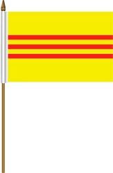 SOUTH VIETNAM 4" X 6" INCHES MINI COUNTRY STICK FLAG BANNER ON A 10 INCHES PLASTIC POLE .. NEW AND IN A PACKAGE.