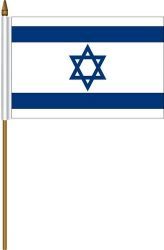 ISRAEL 4" X 6" INCHES MINI COUNTRY STICK FLAG BANNER ON A 10 INCHES PLASTIC POLE .. NEW AND IN A PACKAGE.