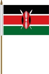 KENYA 4" X 6" INCHES MINI COUNTRY STICK FLAG BANNER ON A 10 INCHES PLASTIC POLE .. NEW AND IN A PACKAGE.