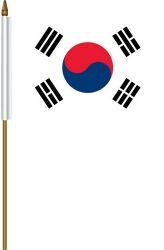 SOUTH KOREA 4" X 6" INCHES MINI COUNTRY STICK FLAG BANNER ON A 10 INCHES PLASTIC POLE .. NEW AND IN A PACKAGE.