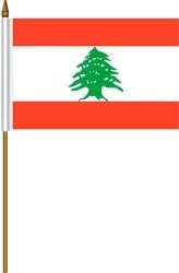 LEBANON 4" X 6" INCHES MINI COUNTRY STICK FLAG BANNER ON A 10 INCHES PLASTIC POLE .. NEW AND IN A PACKAGE.