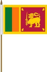 SRI LANKA 4" X 6" INCHES MINI COUNTRY STICK FLAG BANNER ON A 10 INCHES PLASTIC POLE .. NEW AND IN A PACKAGE.