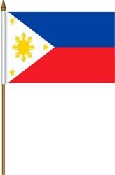 PHILIPPINES 4" X 6" INCHES MINI COUNTRY STICK FLAG BANNER ON A 10 INCHES PLASTIC POLE .. NEW AND IN A PACKAGE.