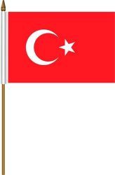 TURKEY 4" X 6" INCHES MINI COUNTRY STICK FLAG BANNER ON A 10 INCHES PLASTIC POLE .. NEW AND IN A PACKAGE.