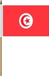 TUNISIA 4" X 6" INCHES MINI COUNTRY STICK FLAG BANNER ON A 10 INCHES PLASTIC POLE .. NEW AND IN A PACKAGE.