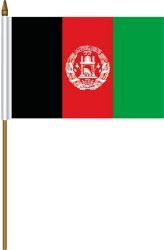 AFGHANISTAN 4" X 6" INCHES MINI COUNTRY STICK FLAG BANNER ON A 10 INCHES PLASTIC POLE .. NEW AND IN A PACKAGE.