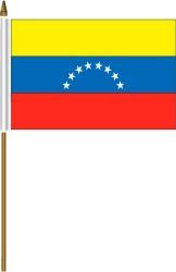 VENEZUELA 4" X 6" INCHES MINI COUNTRY STICK FLAG BANNER ON A 10 INCHES PLASTIC POLE .. NEW AND IN A PACKAGE.