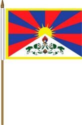 TIBET 4" X 6" INCHES MINI COUNTRY STICK FLAG BANNER ON A 10 INCHES PLASTIC POLE .. NEW AND IN A PACKAGE.