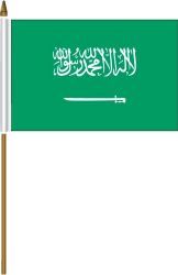 SAUDI ARABIA 4" X 6" INCHES MINI COUNTRY STICK FLAG BANNER ON A 10 INCHES PLASTIC POLE .. NEW AND IN A PACKAGE.