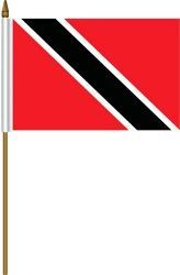 TRINIDAD & TOBAGO 4" X 6" INCHES MINI COUNTRY STICK FLAG BANNER ON A 10 INCHES PLASTIC POLE .. NEW AND IN A PACKAGE.