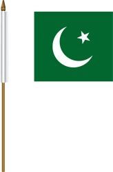PAKISTAN 4" X 6" INCHES MINI COUNTRY STICK FLAG BANNER ON A 10 INCHES PLASTIC POLE .. NEW AND IN A PACKAGE.