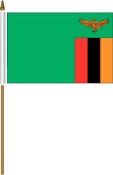 ZAMBIA 4" X 6" INCHES MINI COUNTRY STICK FLAG BANNER ON A 10 INCHES PLASTIC POLE .. NEW AND IN A PACKAGE.