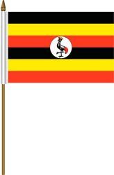 UGANDA 4" X 6" INCHES MINI COUNTRY STICK FLAG BANNER ON A 10 INCHES PLASTIC POLE .. NEW AND IN A PACKAGE.