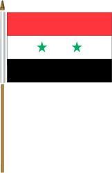 SYRIA 4" X 6" INCHES MINI COUNTRY STICK FLAG BANNER ON A 10 INCHES PLASTIC POLE .. NEW AND IN A PACKAGE.