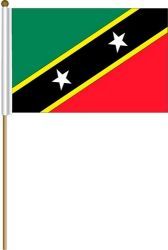 ST. KITTS & NEVIS LARGE 12" X 18" INCHES COUNTRY STICK FLAG ON 2 FOOT WOODEN STICK .. NEW AND IN A PACKAGE.
