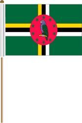 DOMINICA LARGE 12" X 18" INCHES COUNTRY STICK FLAG ON 2 FOOT WOODEN STICK .. NEW AND IN A PACKAGE.
