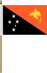 PAPUA NEW GUINEA 4" X 6" INCHES MINI COUNTRY STICK FLAG BANNER ON A 10 INCHES PLASTIC POLE .. NEW AND IN A PACKAGE.