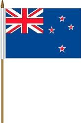 NEW ZEALAND 4" X 6" INCHES MINI COUNTRY STICK FLAG BANNER ON A 10 INCHES PLASTIC POLE .. NEW AND IN A PACKAGE.