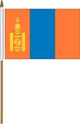 MONGOLIA 4" X 6" INCHES MINI COUNTRY STICK FLAG BANNER ON A 10 INCHES PLASTIC POLE .. NEW AND IN A PACKAGE.
