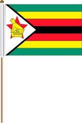 ZIMBABWE LARGE 12" X 18" INCHES COUNTRY STICK FLAG ON 2 FOOT WOODEN STICK .. NEW AND IN A PACKAGE