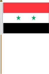 SYRIA LARGE 12" X 18" INCHES COUNTRY STICK FLAG ON 2 FOOT WOODEN STICK .. NEW AND IN A PACKAGE