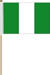 NIGERIA LARGE 12" X 18" INCHES COUNTRY STICK FLAG ON 2 FOOT WOODEN STICK .. NEW AND IN A PACKAGE