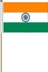INDIA LARGE 12" X 18" INCHES COUNTRY STICK FLAG ON 2 FOOT WOODEN STICK .. NEW AND IN A PACKAGE
