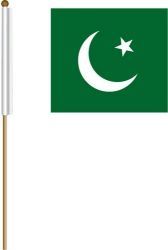 PAKISTAN LARGE 12" X 18" INCHES COUNTRY STICK FLAG ON 2 FOOT WOODEN STICK .. NEW AND IN A PACKAGE