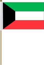 KUWAIT LARGE 12" X 18" INCHES COUNTRY STICK FLAG ON 2 FOOT WOODEN STICK .. NEW AND IN A PACKAGE