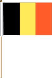 BELGIUM LARGE 12" X 18" INCHES COUNTRY STICK FLAG ON 2 FOOT WOODEN STICK .. NEW AND IN A PACKAGE