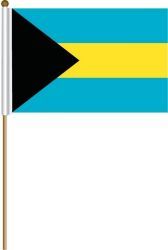 BAHAMAS LARGE 12" X 18" INCHES COUNTRY STICK FLAG ON 2 FOOT WOODEN STICK .. NEW AND IN A PACKAGE