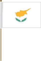 CYPRUS LARGE 12" X 18" INCHES COUNTRY STICK FLAG ON 2 FOOT WOODEN STICK .. NEW AND IN A PACKAGE