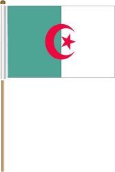 ALGERIA LARGE 12" X 18" INCHES COUNTRY STICK FLAG ON 2 FOOT WOODEN STICK .. NEW AND IN A PACKAGE