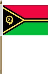 VANUATU 4" X 6" INCHES MINI COUNTRY STICK FLAG BANNER ON A 10 INCHES PLASTIC POLE .. NEW AND IN A PACKAGE.