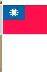 TAIWAN 4" X 6" INCHES MINI COUNTRY STICK FLAG BANNER ON A 10 INCHES PLASTIC POLE .. NEW AND IN A PACKAGE.