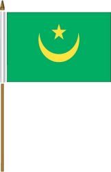 MAURITANIA 4" X 6" INCHES MINI COUNTRY STICK FLAG BANNER ON A 10 INCHES PLASTIC POLE .. NEW AND IN A PACKAGE.