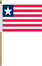 LIBERIA 4" X 6" INCHES MINI COUNTRY STICK FLAG BANNER ON A 10 INCHES PLASTIC POLE .. NEW AND IN A PACKAGE.