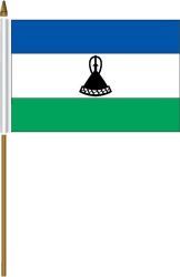 LESOTHO 4" X 6" INCHES MINI COUNTRY STICK FLAG BANNER ON A 10 INCHES PLASTIC POLE .. NEW AND IN A PACKAGE.