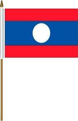LAOS 4" X 6" INCHES MINI COUNTRY STICK FLAG BANNER ON A 10 INCHES PLASTIC POLE .. NEW AND IN A PACKAGE.