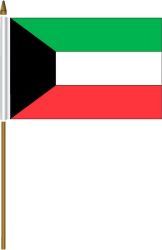 KUWAIT 4" X 6" INCHES MINI COUNTRY STICK FLAG BANNER ON A 10 INCHES PLASTIC POLE .. NEW AND IN A PACKAGE.
