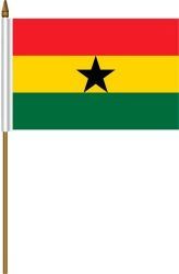 GHANA 4" X 6" INCHES MINI COUNTRY STICK FLAG BANNER ON A 10 INCHES PLASTIC POLE .. NEW AND IN A PACKAGE.
