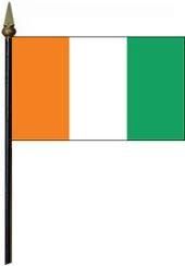 COTE D' IVOIRE LARGE 12" X 18" INCHES COUNTRY STICK FLAG ON 2 FOOT WOODEN STICK .. NEW AND IN A PACKAGE.