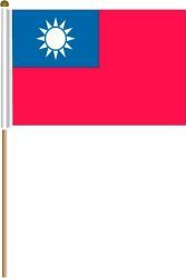 TAIWAN LARGE 12" X 18" INCHES COUNTRY STICK FLAG ON 2 FOOT WOODEN STICK .. NEW AND IN A PACKAGE.