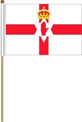 NORTHERN IRELAND LARGE 12" X 18" INCHES COUNTRY STICK FLAG ON 2 FOOT WOODEN STICK .. NEW AND IN A PACKAGE.