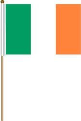 IRELAND LARGE 12" X 18" INCHES COUNTRY STICK FLAG ON 2 FOOT PLASTIC STICK .. NEW AND IN A PACKAGE.