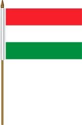 HUNGARY 4" X 6" INCHES MINI COUNTRY STICK FLAG BANNER ON A 10 INCHES PLASTIC POLE .. NEW AND IN A PACKAGE.